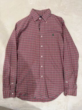 Ralph Lauren Red and Green Plaid Button-Down Dress Shirt